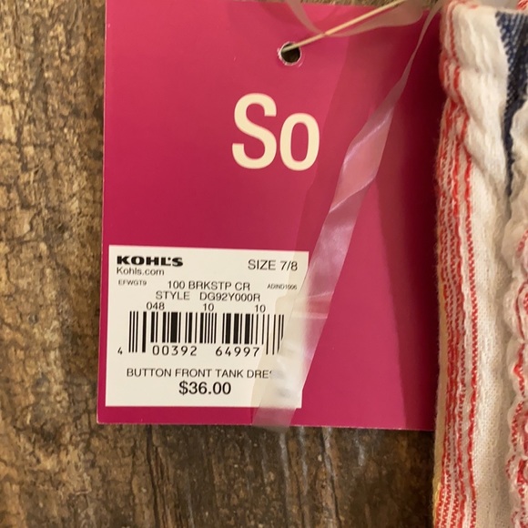 GIRLS MULTI-COLORED STRIPE BUTTON FRONT DRESS SZ 8 - Picture 3 of 3